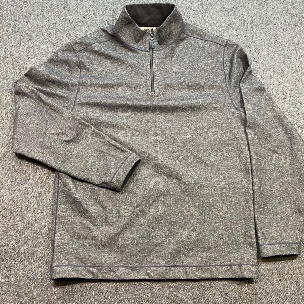 Age of Wisdom Reversible Quarter Zip Sz M Mens Gray Medallion Mock Neck Pullover